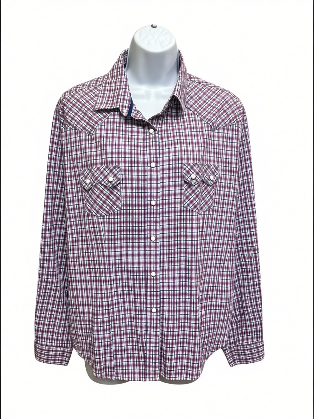 Panhandle Slim Rough Stock Plaid Pearl Snap Western Shirt Blouse Size L